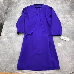 Miller Shor Dress Jacket Women Size 14 Purple Silk Sheath Party Formal‎ Wedding